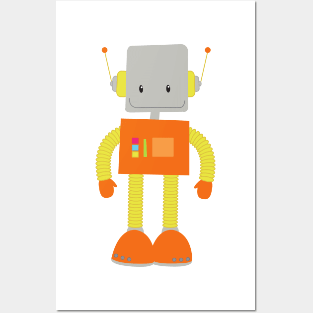 Cute Robot, Funny Robot, Silly Robot, Robotics Wall Art by Jelena Dunčević